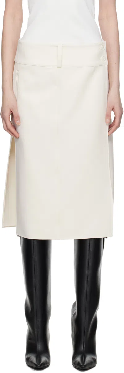 Courrèges Off-white Belted Slit Midi Skirt In 0001 Heritage White