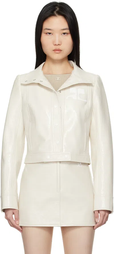 Courrèges Off-white Reedition Vinyl Jacket In 0011 Blanc Casse