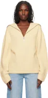 Courrèges Off-white Ribbed Wool Hoodie In 0079 Natural