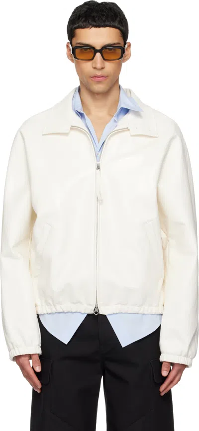 Courrèges Off-white Vinyl Zipped Bomber Jacket In Neutral
