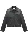 Courrèges Officer Leather Jacket In Black