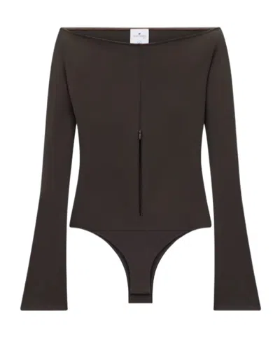Courrèges Off-shoulder Zipped Bodysuit In Black