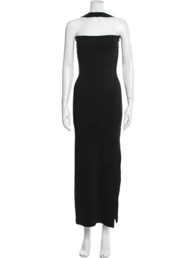 Pre-owned Courrèges Off-the-shoulder Long Dress In Black