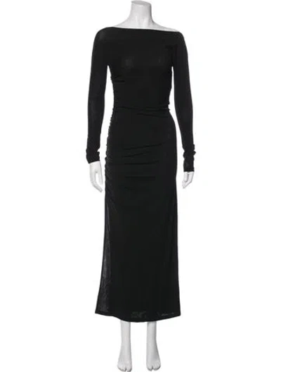Pre-owned Courrèges Off-the-shoulder Long Dress In Black