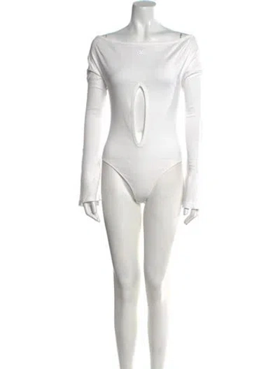 Pre-owned Courrèges Off-the-shoulder Long Sleeve Bodysuit W/ Tags In White