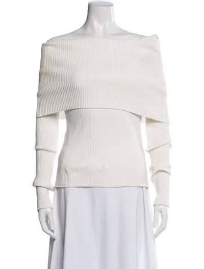 Pre-owned Courrèges Off-the-shoulder Long Sleeve Top In White