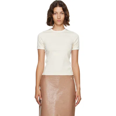 Courrèges Off-white Signature Contrast T-shirt In Neutral