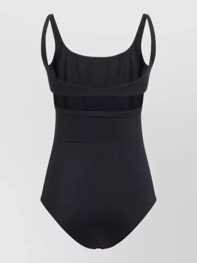 Courrèges One Piece Swimsuit Scoop Neck Cutout Straps In Black