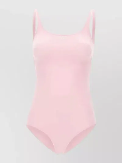Courrèges One Piece Swimsuit Scoop Neckline Cutout In Neutral