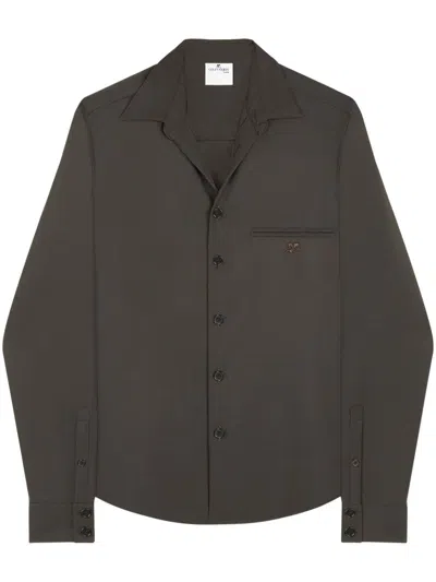Courrèges One Pocket Twill Shirt In Brown