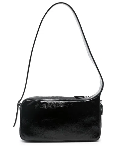 Courrèges One Racer Naplack Leather Baguette Bag In Black