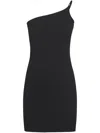 Courrèges One-shoulder Black Skirt With Ribbed Texture In Black