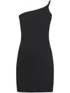 Courrèges One-shoulder Black Skirt With Ribbed Texture In Black