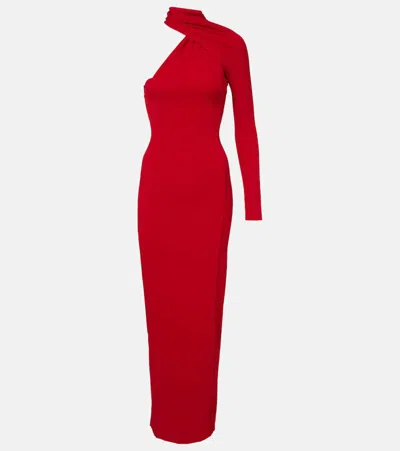 Courrèges One-shoulder Crêpe Maxi Dress In Red
