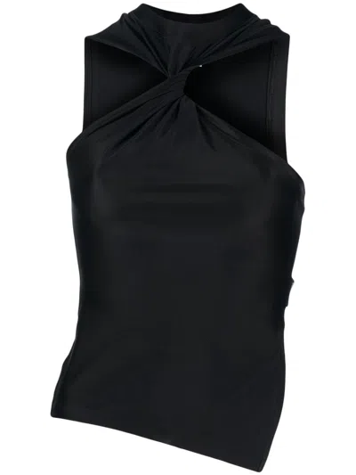 Courrèges One-shoulder Cut-out Top In Black