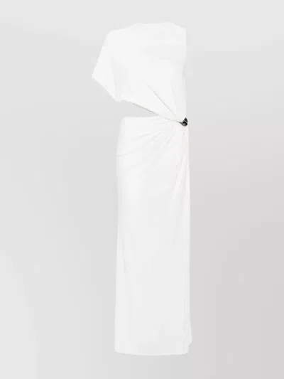 Courrèges One Shoulder Draped Dress In White