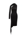 Courrèges Asymmetric One Shoulder Dress With Side Slit In Black