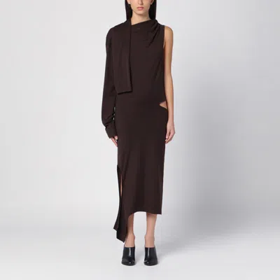 Courrèges Asymmetric Cotton Jersey Dress In Brown