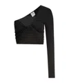 Courrèges Cropped One-shoulder Twist Front Long Sleeve In Black