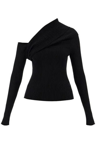 Courrèges Logo-embroidered Knitted Jumper In Black