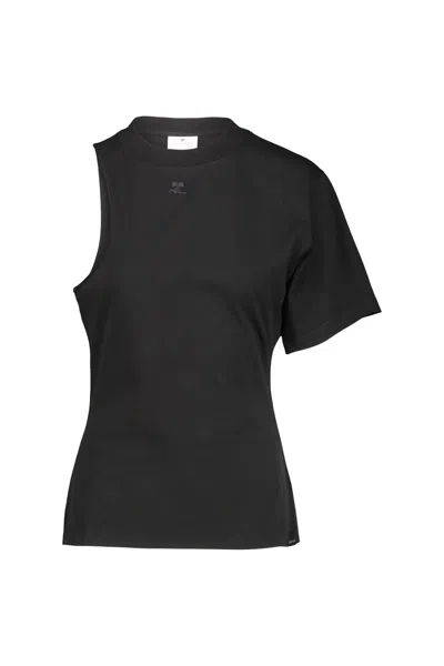 COURRÈGES ONE-SHOULDER T-SHIRT IN SCUBA