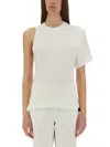 Courrèges Scube One Shoulder Cotton T-shirt In White