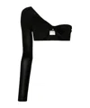 Courrèges One-shoulder Twist Crepe Top In Black