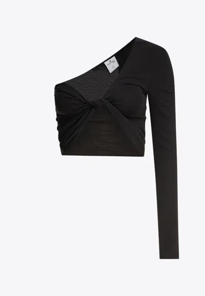 Courrèges One-shoulder Twisted Cropped Top In Black