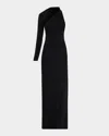 Courrèges One-shoulder Wrapped Crepe Maxi Dress In Black
