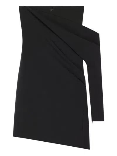 Courrèges One-sleeve Draped Mini Dress In Black