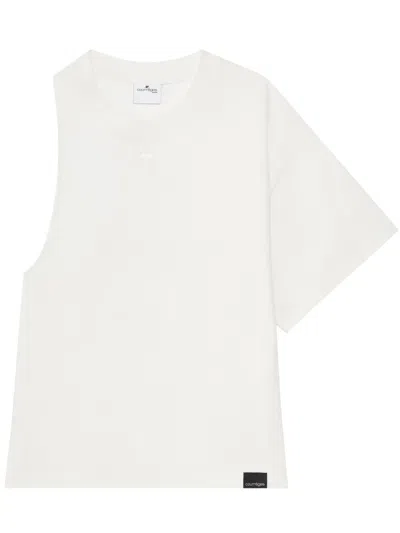 COURRÈGES ONE-SLEEVE SCUBA-JERSEY T-SHIRT