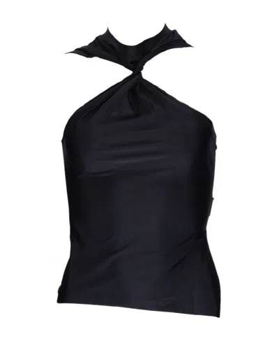 Courrèges One-word Shoulder Hollowed-out Vest In Black