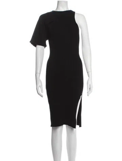Pre-owned Courrèges One-shoulder Knee-length Dress In Black