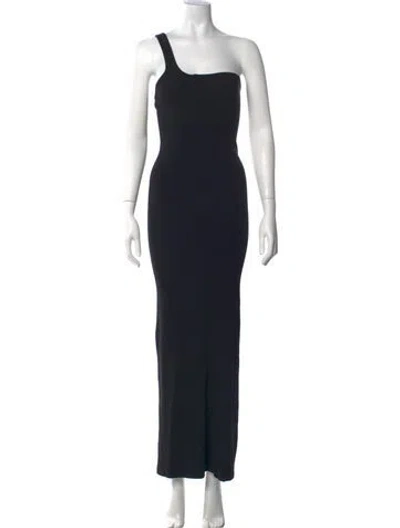 Pre-owned Courrèges One-shoulder Long Dress In Black