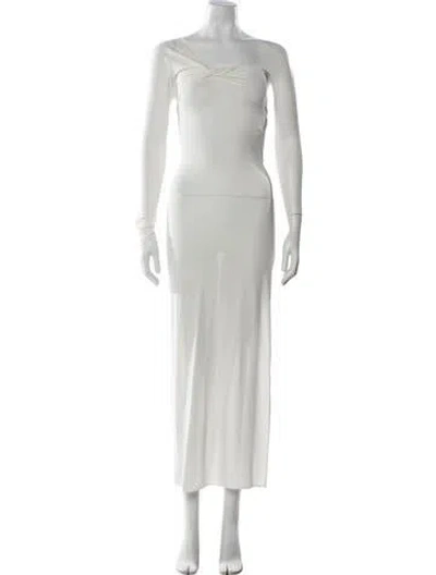 Pre-owned Courrèges One-shoulder Long Dress W/ Tags In White