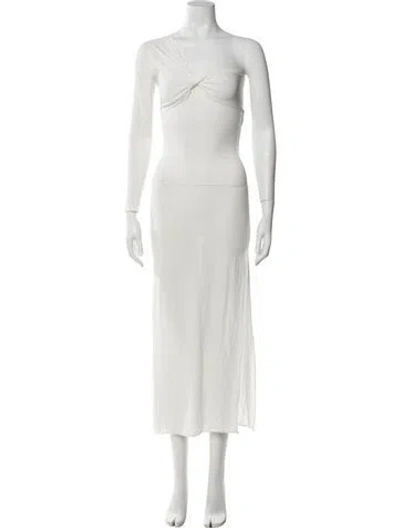 Pre-owned Courrèges One-shoulder Long Dress W/ Tags In White