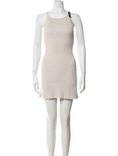 Pre-owned Courrèges One-shoulder Mini Dress In Neutrals