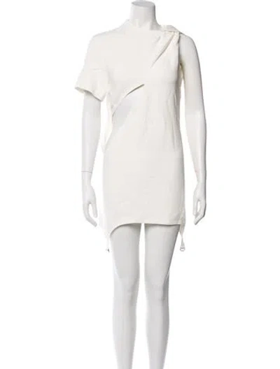Pre-owned Courrèges One-shoulder Mini Dress In White