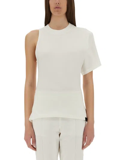 Courrèges Courregès Oneshoulder Tshirt In Scuba In White