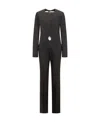 Courrèges Logo Embroidered Long-sleeved Jumpsuit In Black