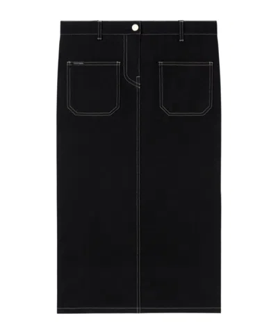 Courrèges Denim Midi Skirt In Black
