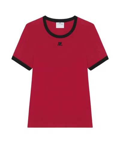 Courrèges Open-necked Black Shirt In Red