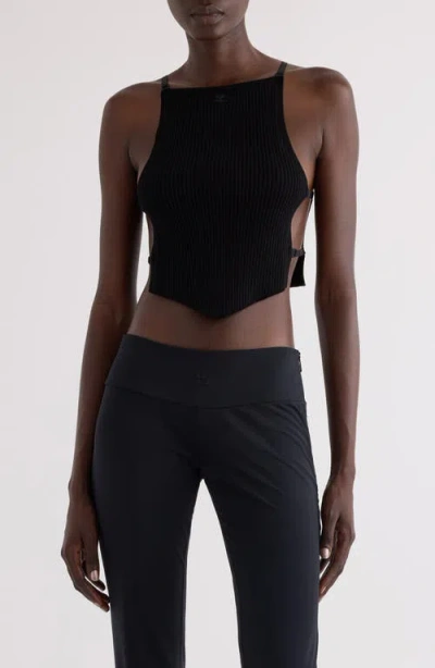 Courrèges Open Side Rib Knit Tank In Black