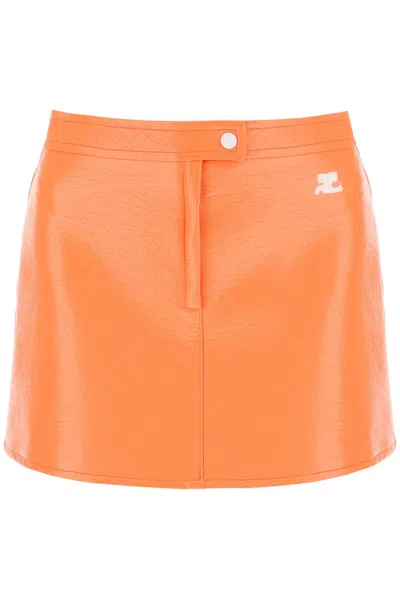 Courrèges Courreges Coated Cotton Mini Skirt In Orange