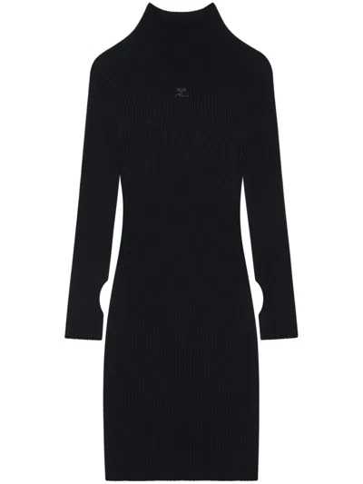Courrèges Courreges Short Ribbed Dress In Black