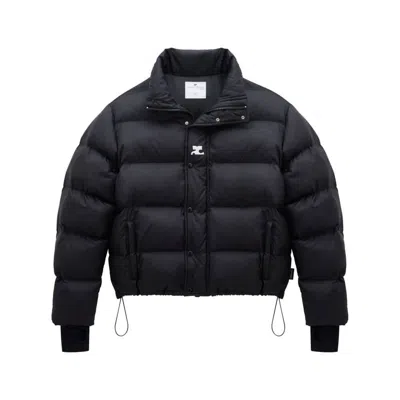 Courrèges Logo-embroidered Puffer Jacket In Black