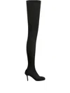 Courrèges Square-toe Mesh Over-the-knee Boots In Black