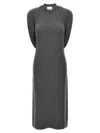 Courrèges Draped Shoulder Sleeveless Knit Midi Dress In Gray