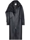 Courrèges Oversize Leather Coat In 黑色