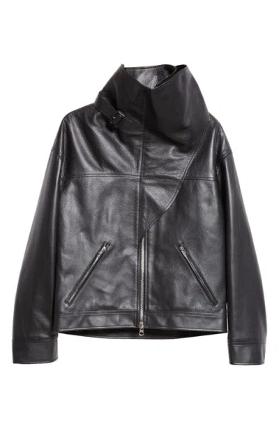 Courrèges Oversize Leather Jacket In Black